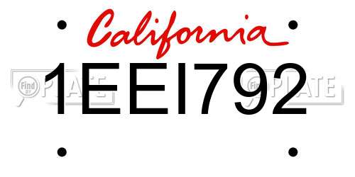 1EEI792 California License Plate