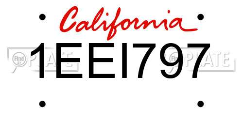 1EEI797 California License Plate