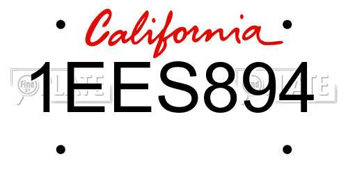 1EES894 California License Plate