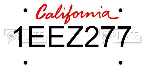 1EEZ277 California License Plate