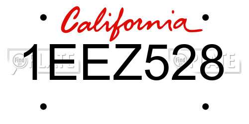 1EEZ528 California License Plate