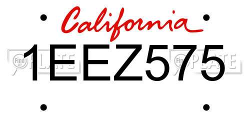 1EEZ575 California License Plate