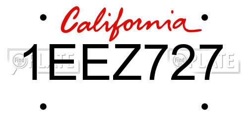 1EEZ727 California License Plate