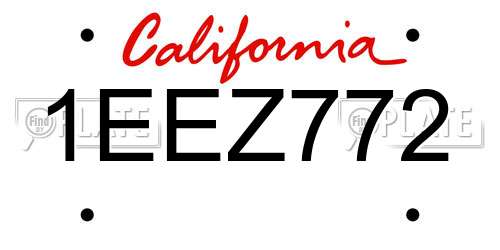 1EEZ772 California License Plate