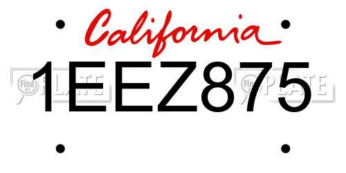 1EEZ875 California License Plate