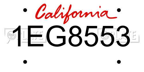 1EG8553 California License Plate