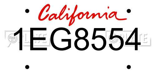 1EG8554 California License Plate