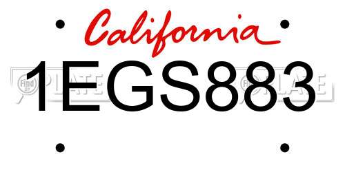 1EGS883 California License Plate