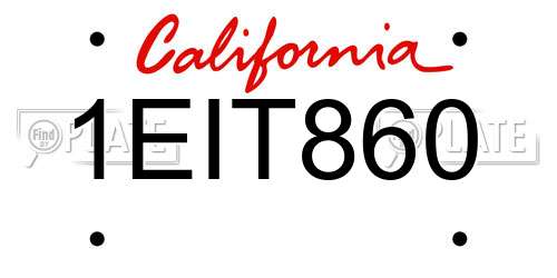 1EIT860 California License Plate