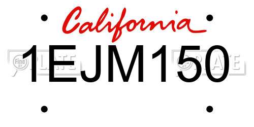 1EJM150 California License Plate