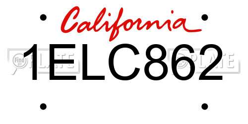 1ELC862 California License Plate