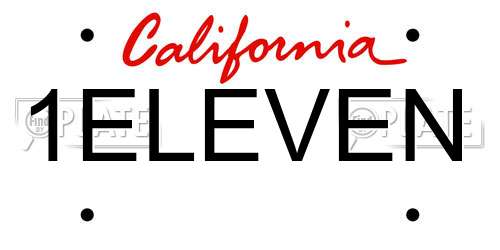 1ELEVEN California License Plate
