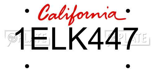 1ELK447 California License Plate