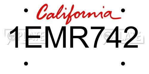 1EMR742 California License Plate
