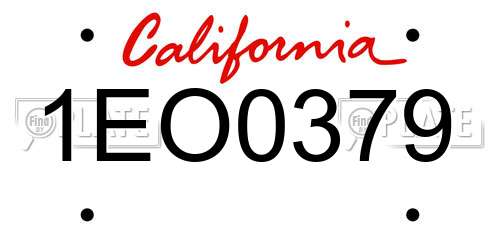 1EO0379 California License Plate