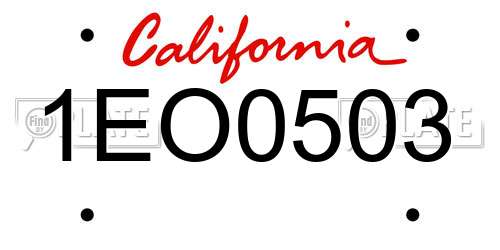 1EO0503 California License Plate