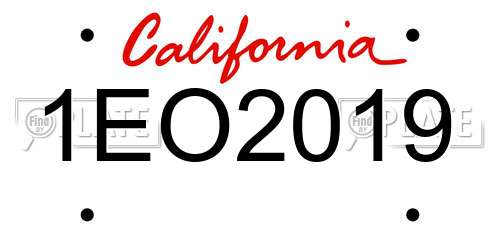 1EO2019 California License Plate
