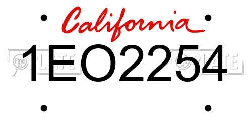 1EO2254 California License Plate