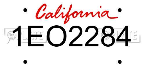 1EO2284 California License Plate