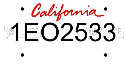 1EO2533 California License Plate