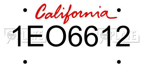 1EO6612 California License Plate