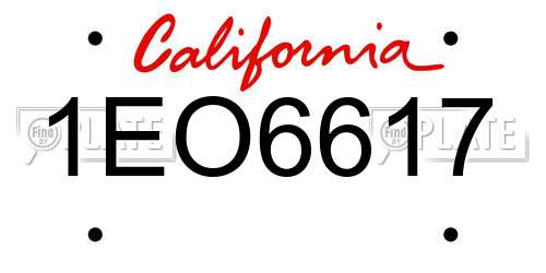 1EO6617 California License Plate