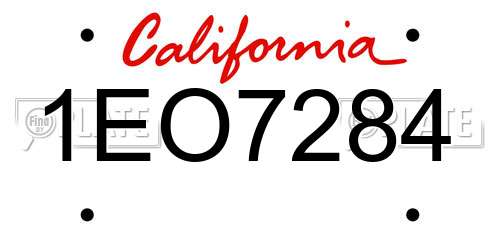 1EO7284 California License Plate