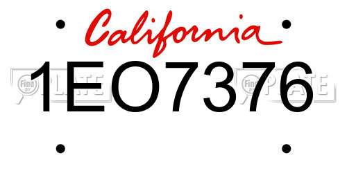 1EO7376 California License Plate