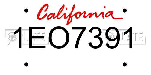 1EO7391 California License Plate