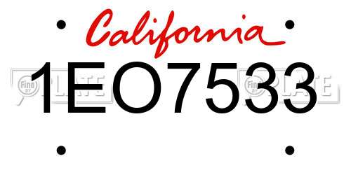 1EO7533 California License Plate