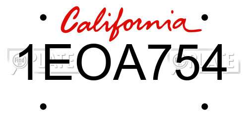 1EOA754 California License Plate