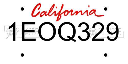 1EOQ329 California License Plate