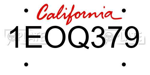 1EOQ379 California License Plate