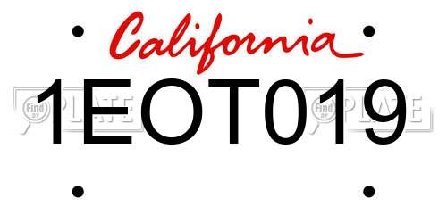 1EOT019 California License Plate