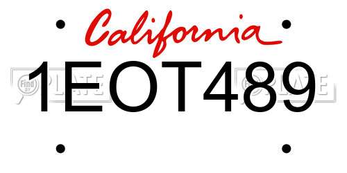 1EOT489 California License Plate
