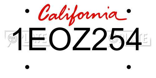 1EOZ254 California License Plate