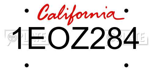 1EOZ284 California License Plate