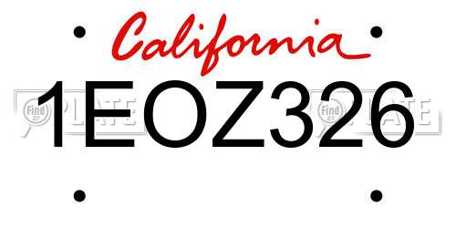 1EOZ326 California License Plate