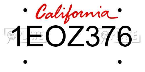 1EOZ376 California License Plate
