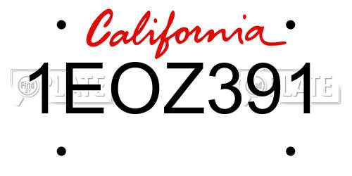 1EOZ391 California License Plate