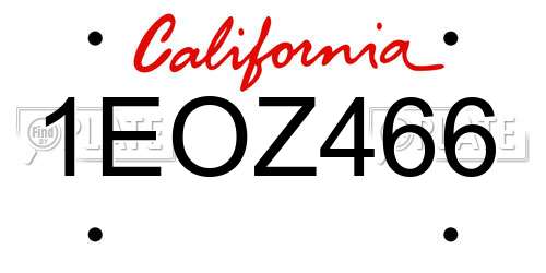 1EOZ466 California License Plate