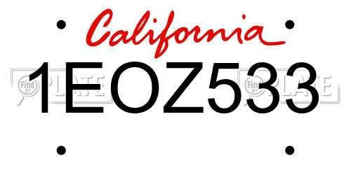 1EOZ533 California License Plate
