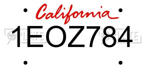 1EOZ784 California License Plate