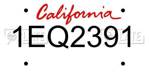 1EQ2391 California License Plate