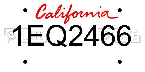 1EQ2466 California License Plate