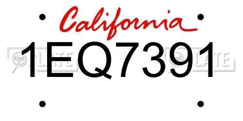 1EQ7391 California License Plate