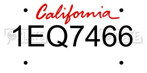 1EQ7466 California License Plate