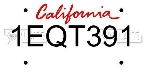 1EQT391 California License Plate