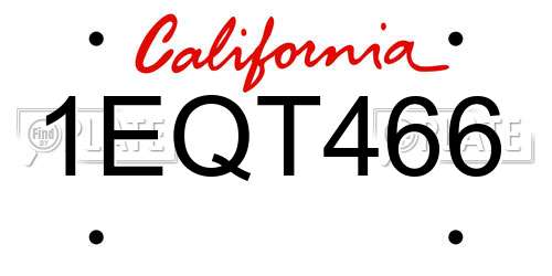 1EQT466 California License Plate