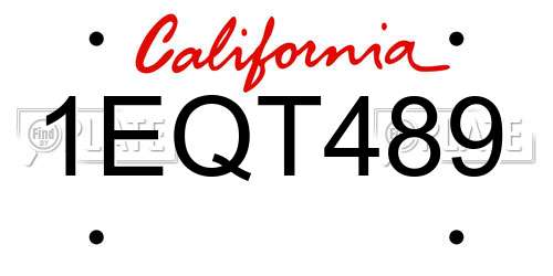 1EQT489 California License Plate